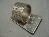 Important Vintage Native American Navajo Alex Sanchez Huge Turquoise Sterling Silver Ring-Nativo Arts