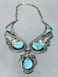 One Of The Most Ornate Vintage Native American Navajo Turquoise Sterling Silver Necklace-Nativo Arts