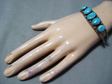 Excellent Vintage Native American Navajo Morenci Turquoise Sterling Silver Bracelet Old-Nativo Arts