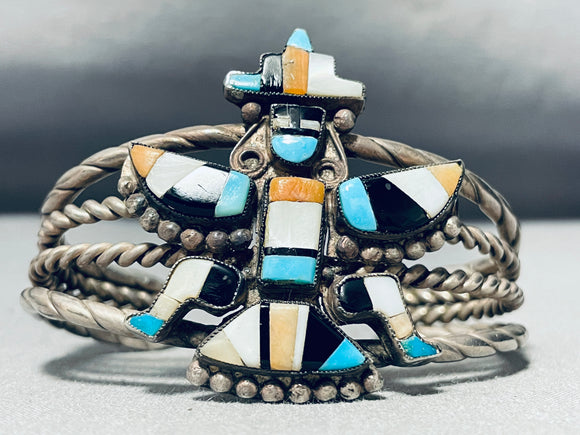 Collector Alert Vintage Native American Zuni Turquoise Knifewing Sterling Silver Bracelet-Nativo Arts