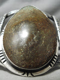 So Huge Vintage Native American Navajo Chocolate Brown Green Turquoise Sterling Silver Bracelet-Nativo Arts
