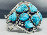 Massive Vintage Native American Navajo Morenci Turquoise Sterling Silver Bracelet-Nativo Arts