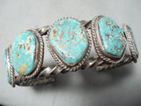 One Of The Best Heavy Coil Vintage Native American Navajo Turquoise Sterling Silver Bracelet-Nativo Arts