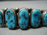 Magnificent Vintage Native American Navajo Graduating Turquoise Sterling Silver Bracelet Old-Nativo Arts