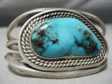 One Of The Best Vintage Native American Navajo Blue Diamond Turquoise Sterling Silver Bracelet-Nativo Arts