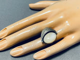 Glorious Native American Navajo Mother Of Pearl Sterling Silver Fan Ring-Nativo Arts