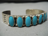 Incredible Vintage Native American Zuni Easter Blue Turquoise Sterling Silver Bracelet-Nativo Arts