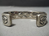 Best Hand Tooled Vintage Native American Navajo Oscar Alexius Sterling Silver Heavy Bracelet-Nativo Arts