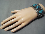 Statement Vintage Native American Navajo Blue Diamond Turquoise Sterling Silver Bracelet-Nativo Arts