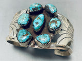 Signed Morenci Turquoise Vintage Native American Navajo Turquoise Sterling Silver Bracelet-Nativo Arts