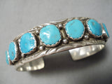 Authentic Vintage Native American Navajo Turquoise Sterling Silver Row Bracelet-Nativo Arts