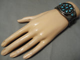 Museum Vintage Native American Navajo Bisbee Turquoise Sterling Silver Bracelet Old-Nativo Arts