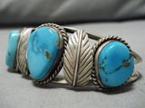Incredible Vintage Native American Navajo Bisbee Turquoise Sterling Silver Bracelet Old-Nativo Arts