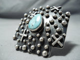 Lest James Vintage Native American Navajo Old Kingman Turquoise Sterling Silver Crosses Ring-Nativo Arts