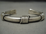 Important Authentic Vintage Native American Navajo Orville Tsinnie Sterling Silver Bracelet-Nativo Arts