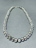 Stunning Vintage Native American Navajo Sterling Silver Bead Necklace-Nativo Arts