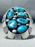 Tremendous Vintage Native American Navajo 6 Morenci Turquoise Sterling Silver Huge Ring-Nativo Arts
