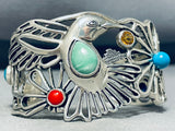 Extreme Intricacy Hummingbird Sterling Silver Turquoise Bracelet Cuff-Nativo Arts