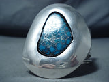 Rare Mine Vintage Native American Navajo Blue Thunder Turquoise Sterling Silver Bracelet-Nativo Arts