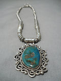Stunning Vintage Navajo Turquoise Kwy Sterling Silver Native American Necklace-Nativo Arts