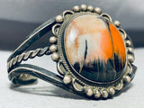 Natural Nature Scene Vintage Native American Navajo Petrified Wood Sterling Silver Bracelet-Nativo Arts