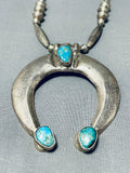 Longer Vintage Native American Navajo Turquoise Sterling Silver Necklace-Nativo Arts
