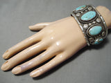 Huge Museum Vintage Native American Navajo Green Turquoise Sterling Silver Bracelet-Nativo Arts
