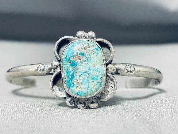 Marvelous Vintage Native American Navajo Pilot Mountain Turquoise Sterling Silver Bracelet-Nativo Arts