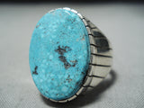 Tremendous Native American Navajo Kingman Turquoise Sterling Silver Ring-Nativo Arts