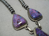 Museum Quality Vintage Navajo Charoite Sterling Silver Native American Necklace-Nativo Arts