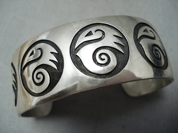 Important Joe J Vintage Native American Hopi Sterling Silver Bracelet-Nativo Arts