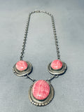 Eye Catching Vintage Native American Navajo Rhodochrosite Sterling Silver Necklace-Nativo Arts