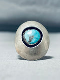 Superior Vintage Native American Navajo #8 Turquoise Mine Sterling Silver Ring-Nativo Arts
