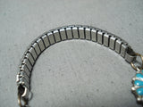Unique Vintage Native American Zuni Blue Gem Turquoise Sterling Silver Bracelet Old-Nativo Arts
