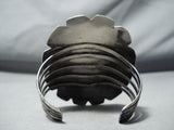 Colossal Vintage Native American Navajo Sterling Silver Shield Turquoise Bracelet Old-Nativo Arts