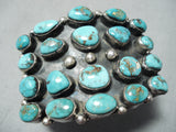 Authentic Vintage Native American Navajo Blue Gem Turquoise Sterling Silver Bracelet-Nativo Arts
