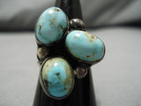 Important Vintage Native American Navajo Dry Creek Turquoise Sterling Silver Ring Old-Nativo Arts