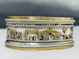 Unique Signed Native American Navajo Sterling Silver 12k Gold Storyteller Scene Bracelet-Nativo Arts