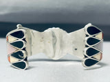 One Of The Best Ever Vintage Native American Zuni Sterling Silver Inlay Bracelet Old-Nativo Arts