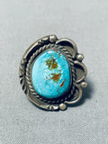 Wonderful Vintage Native American Navajo #8 Turquoise Mine Sterling Silver Ring-Nativo Arts