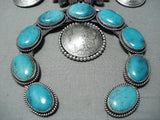 800 Gram Very Rare Native American Navajo Turquoise Sterling Silver Squash Blossom Necklace!!-Nativo Arts