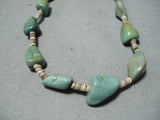 Native American Wonderful Santo Domingo Royston Turquoise Heishi Sterling Silver Necklace-Nativo Arts