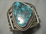 Monstrous Vintage Native American Navajo Blue Spiderweb Turquoise Sterling Silver Bracelet Old-Nativo Arts
