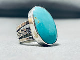 Incredible San Felipe Signed Kingman Turquoise Sterling Silver Ring-Nativo Arts