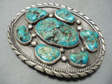 Important Early Vintage Native American Navajo Orville Tsinnie Turquoise Sterling Silver Buckle-Nativo Arts