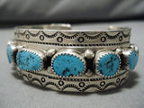 Rare Al Boyd Vintage Native American Navajo Blue Turquoise Sterling Silver Bracelet Cuff-Nativo Arts