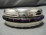 One Of The Best Vintage Native American Navajo Sugulite Inlay Sterling Silver Bracelet-Nativo Arts