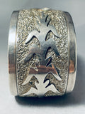Ancient Petroglyph Vintage Native American Navajo Sterling Silver Bracelet Cuff-Nativo Arts