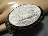 Native American Incredibly Intricate!! Vintage Navajo Sterling Silver Hand Carved Bracelet Old-Nativo Arts