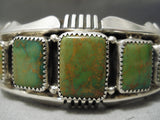 One Of The Best Vintage Native American Navajo Squared Green Turquoise Sterling Silver Bracelet-Nativo Arts